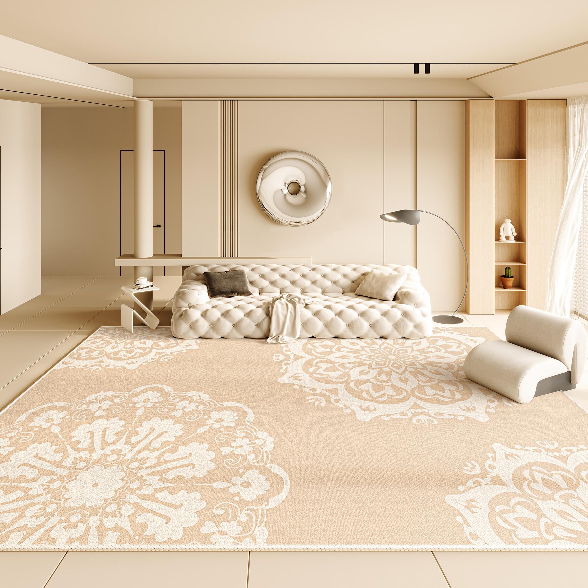 

French Cream Plush Floor Mat Fluffy Soft Minimalist Rugs for Bedroom Living Room Thicken Anti-slip Carpet 80*120cm