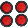 4Pcs 4" Round Red LED Trailer Tail Lights, Grommet Plug 12 LED Waterproof Stop Turn Signal Stop Brake Trailer Lights For Tractor Truck Bus Lorries