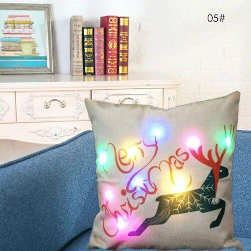 

Light Christmas Led Cotton Linen Throw Pillow Case Sofa Cushion Home Hot Decor White
