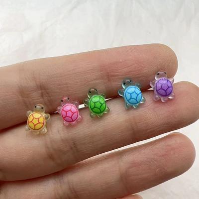 5Pcs Luminous Little Turtle Tongue Nail Cute Resin Tongue Ring Piercing Rings Puncture Jewelry