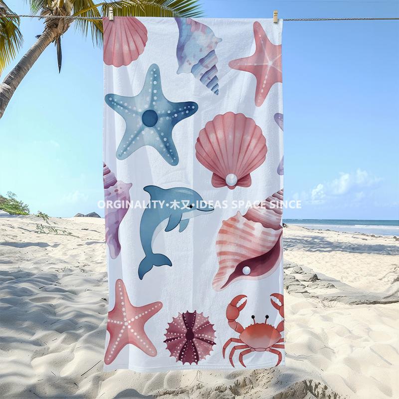 Ocean Creatures Summer Beach Towel Patterned Sunscreen And Windproof Suitable For Swimming Pool Camping Travel Blanket