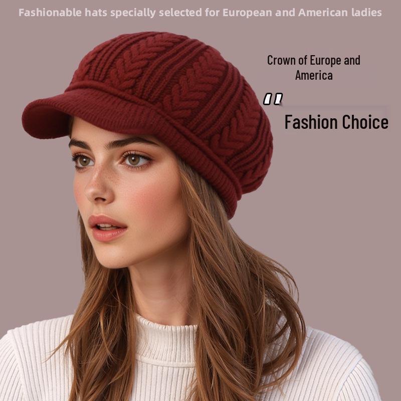 Warm Wool Duckbill Beret for Middle-Aged and Elderly Women - Autumn and Winter