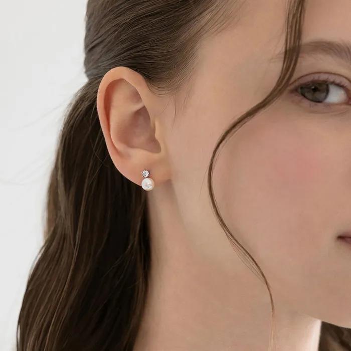 (Silver 925) Cubic Freshwater Pearl Earrings EC3308