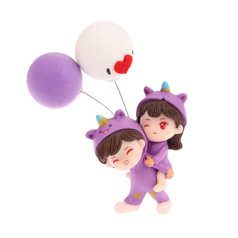 1 Çift Sevimli Yaratıcı Çizgi Film Mor Pijama Çift Araba Dekorasyonu Süsleri Oto Orta Konsol Araba İç Aksesuarları