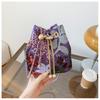 New Women's Sequin Chain Single Shoulder Crossbody Bag Large Capacity Bucket Bag Floral Handbag Handwoven Embroider Shoulder Bag