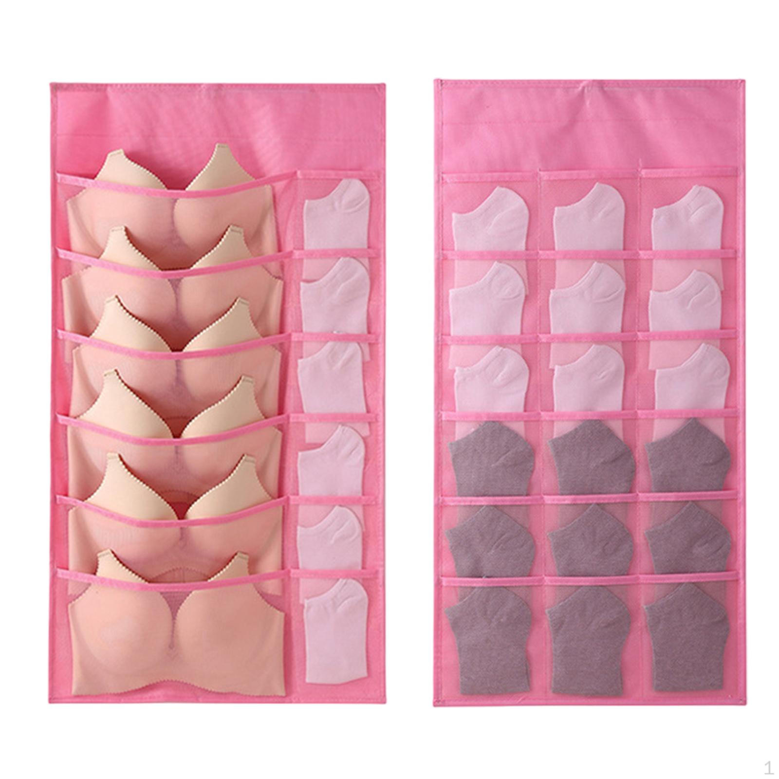 

3 шт. Подвесной органайзер для нижнего белья, многоцелевой, с сетчатыми карманами для дома розовый