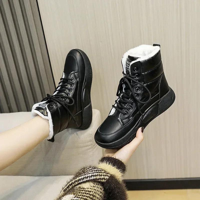 Fashion High Platform New In Female Shoes Chunky Spring Autumn Winter Footwear Ladies Snow Boots on Slip Boot Plus Warm Gyaru 2024 Goth