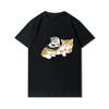 Plus Size Cats Shark Printed Women T Shirts Round Neck Cotton Tops Summer Animal 90S Casual Oversize Black Tees