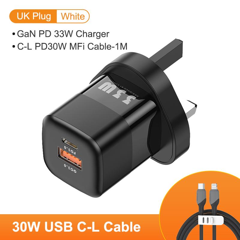 Kuulaa Carregador usb c 33w gan tipo c pd carregamento rápido para iphone 13 12 11 max pro xs 8 plus para ipad air 4 ipad 2021 mini