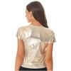 Party-T-Shirt für Damen mit Metallic-Finish, glänzend, kurzärmlig, Rundhalsausschnitt, reflektierende Tanzbekleidung für Raves und Festivals