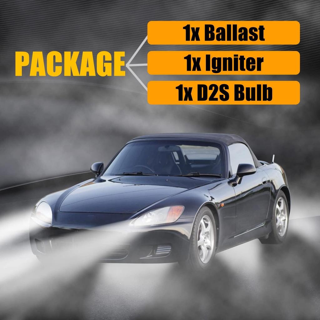 RANSOTO Xenon HID Headlight Ballast Unit Assembly With Igniter And D2S Bulb Compatible With 2002-2005 Acura TL TSX And TL Type-S, 2004-2009 Honda