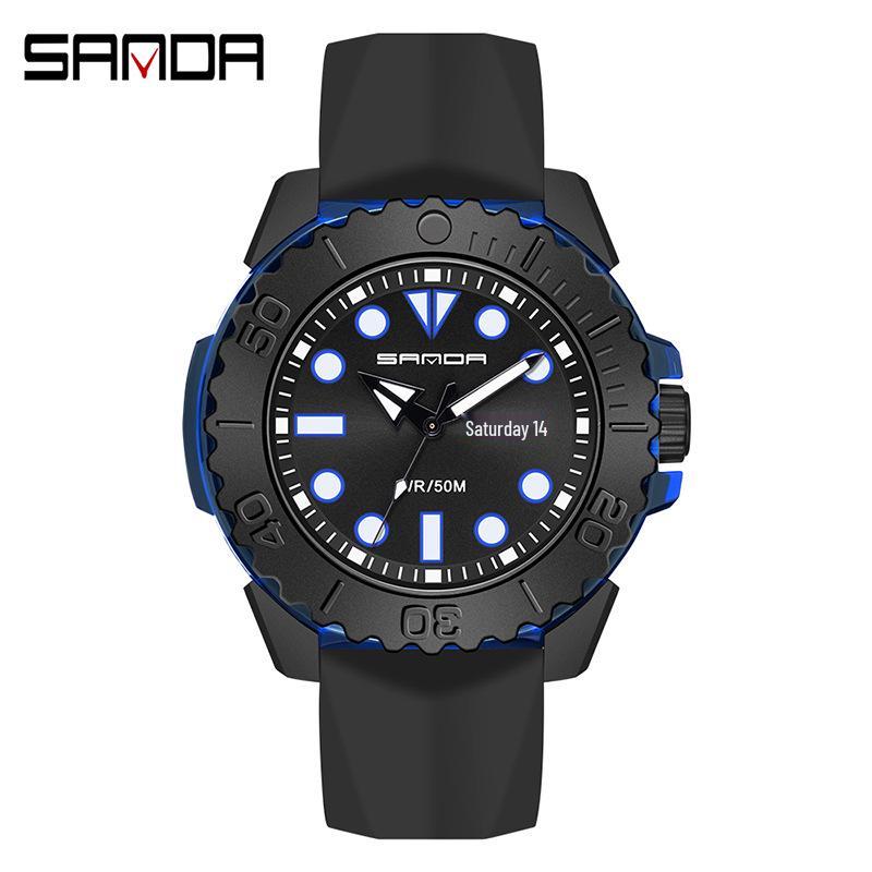 Sanda Fashionable Waterproof Sports Watch - Unisex Electronic with Dual Calendar