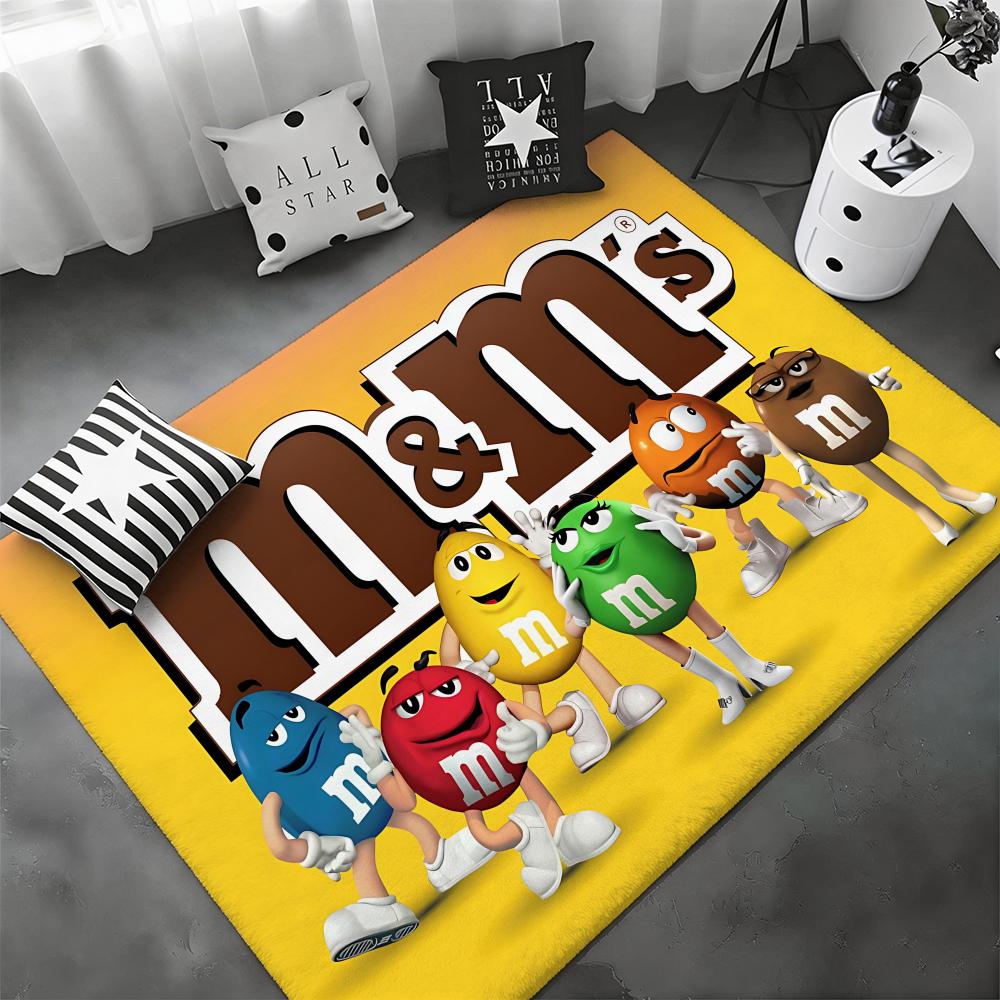 Iconic Candy Brand M-M&Ms Floor Mat Soft Thickened Flannel Door Mat Non-Slip Living Room Rug Home Decor