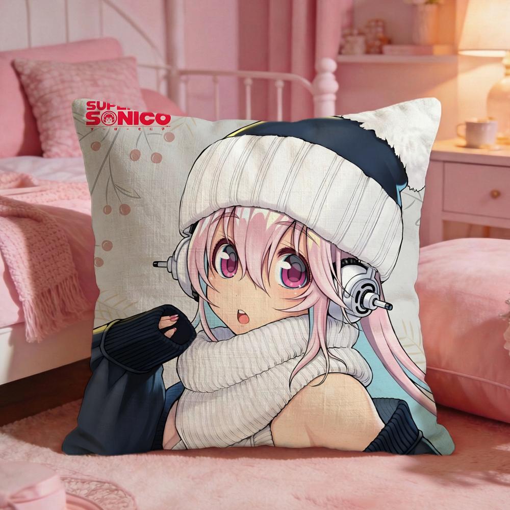 cute sSUPER SONICO Cushion Cover Premium Comfort Reversible Pillow Cove Two in One Design for Any Room Car Interior 30X30cm