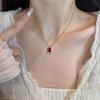 French Simple Four-Color Zircon Pendant Necklace, Women's 18K Gold-Plated Clavicle Chain