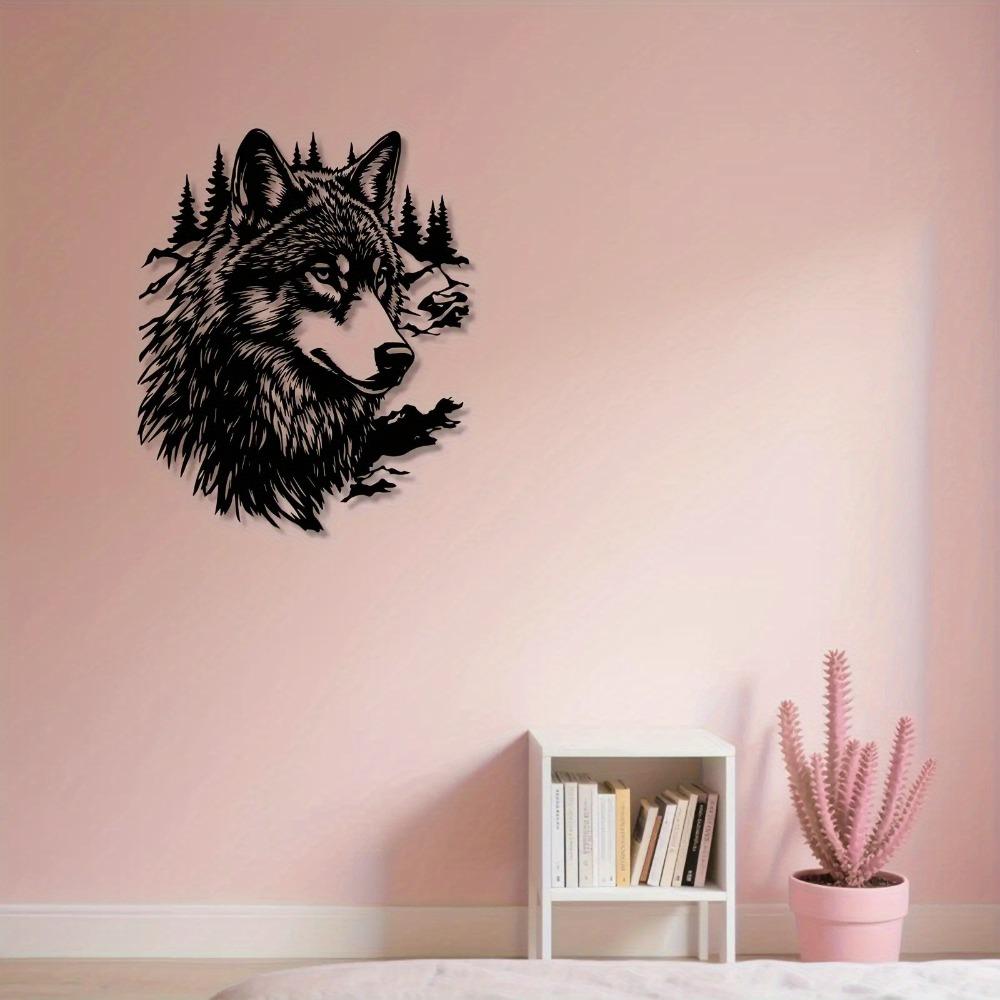 Iron Wolf Metal Wall Art Vintage Weather Resistant Outdoor Sculpture Christmas Yard Fence Gift for Homeowners