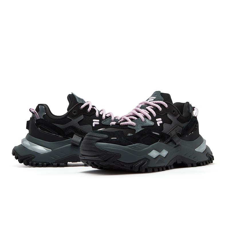 Fila Fusion Μαύρο Χρώμα Μαύρη Ζάχαρη Βρώμικος Καφές Σκληρή Καραμέλα Παχιά Σόλα Ευέλικτο Μοντέρνο Αυξημένο Ύψος Παπουτσια Μπαμπά Γυναικείο Sneaker Γκρι T12W531008FBD