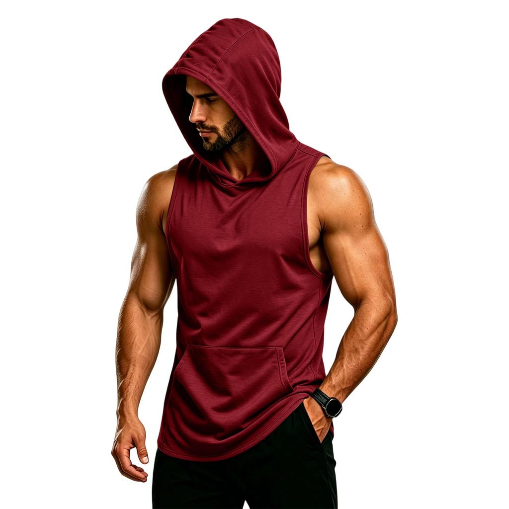 Men's Sleeveless Hoodie Muscle Fit Gym Tank Top Breathable Quick Dry Workout Vest for Training and Fitness