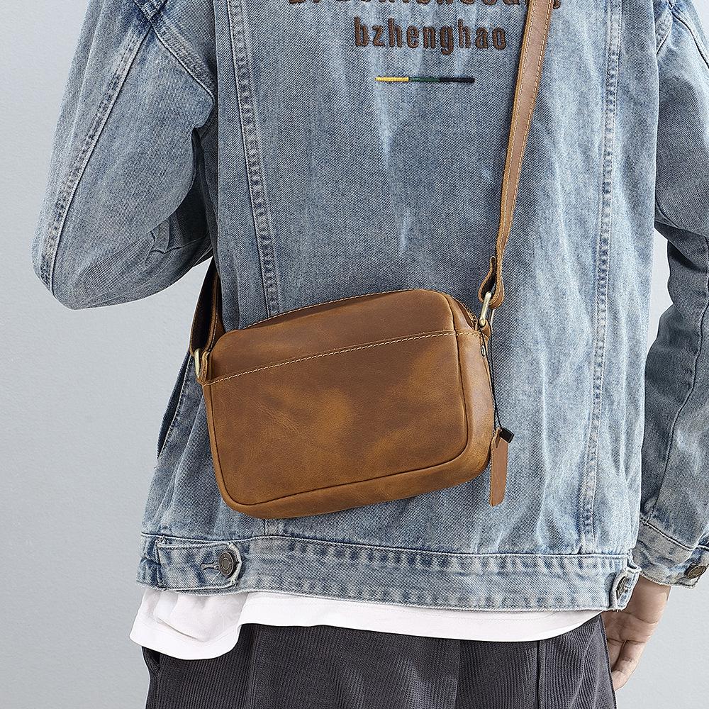 Retro Crazy Horse Leder Herren Umhängetasche - Echte Rindsleder Schulter Messenger Tasche