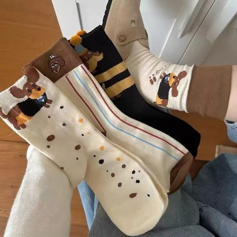 Lustige Dackel Tier Baumwollsocken Wursthund Cartoon-Druck Socken Herbst Winter Warme Socke Niedliche Paarsocke