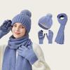 Knitted Hat Scarf Gloves Women's Winter Thick Ear-Warming Hat and Neck Warmer Set 3Pcs