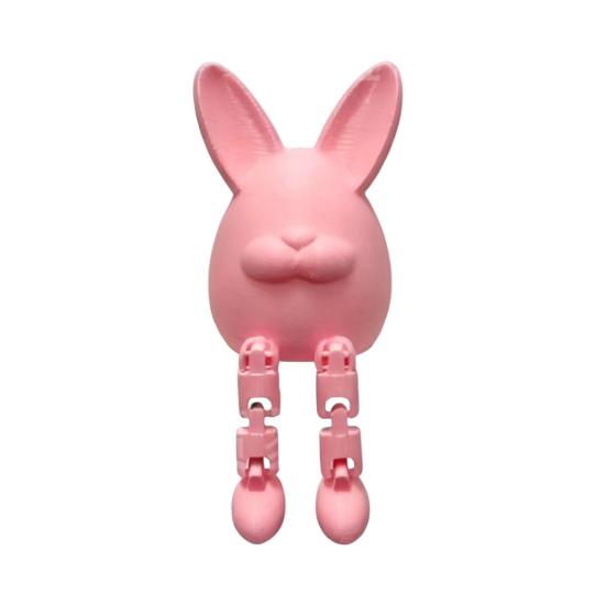 Easter Egg Bunny Figurine, 3D Printed Poseable Rabbit Statue with Movable Legs, Cute Desktop Ornament for Home, Office