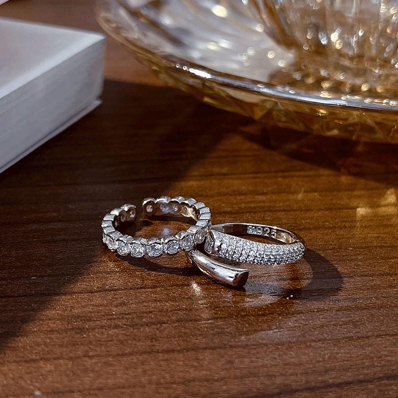 Elegant Korean 925 Sterling Silver Zircon Open Ring For Women Fashionable Unique Design