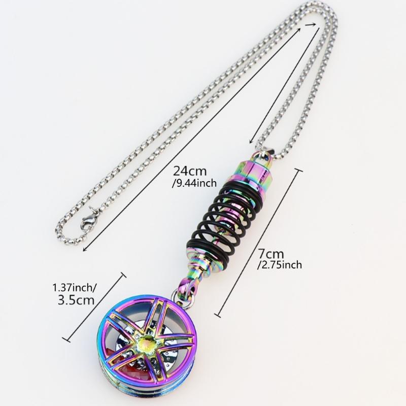 Metallrad mit Stoßdämpfern Ornament für Auto-Rückspiegel Anhänger Dekoration Automobil Innenraum Hängender Charme