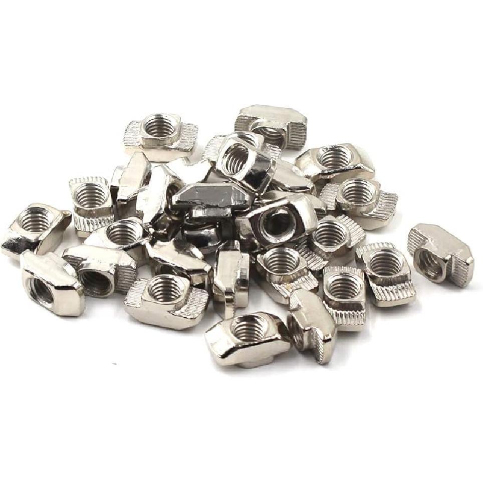 M3 Thread T-Nut for 30 Series European Aluminium Profile Hammer Head Drop In T Slot Nuts Nickel Plated Carbon Steel 50 PCS