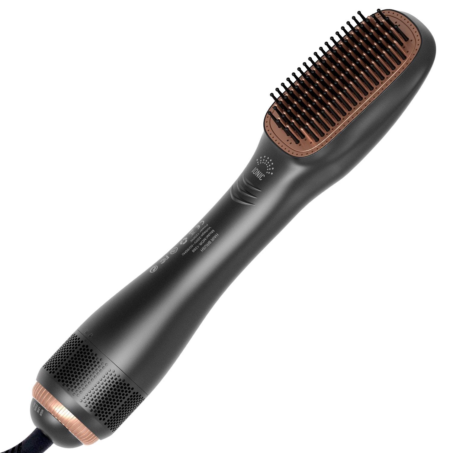 Professional Electric Hair Dryer Comb with Hot Air Volume кофейный