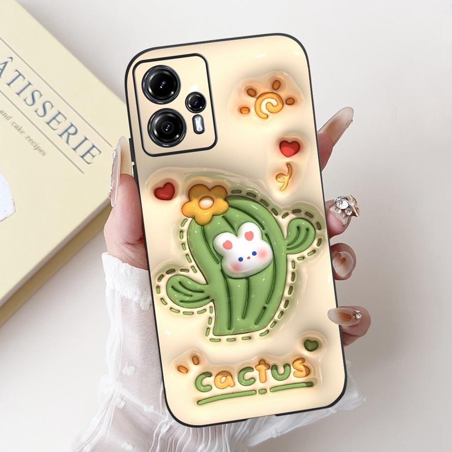 For Motorola Moto G13 G23 G53 G73 Phone Case MotoG13 G 23 Back Cover Soft Matte Silicone Slim Fundas Lovely Panda Rabbit Flower