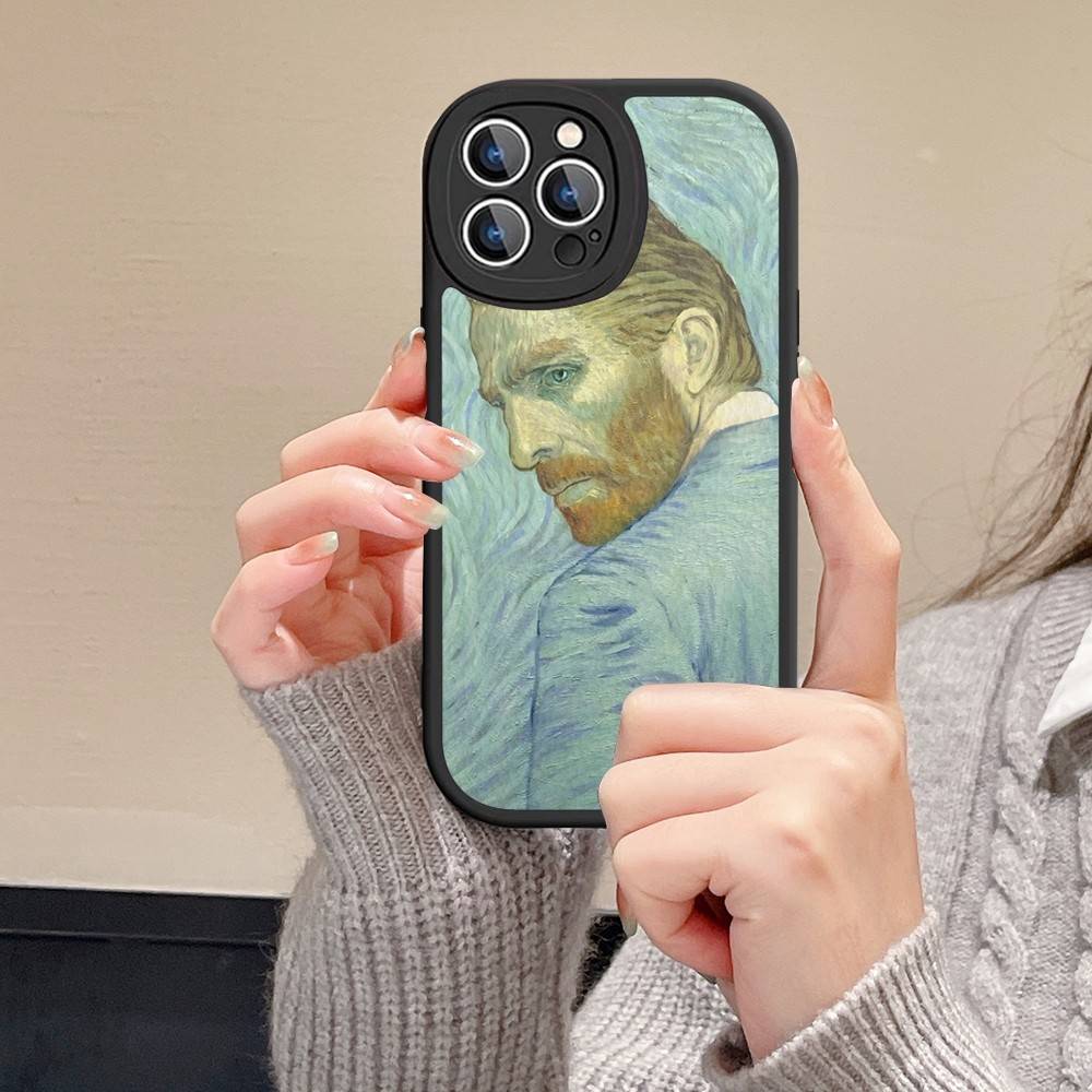 Van Gogh Oil Painting Leather Phone Case For IPhone 16 15 14 13 12 11 Pro Max Plus Shockproof Cover