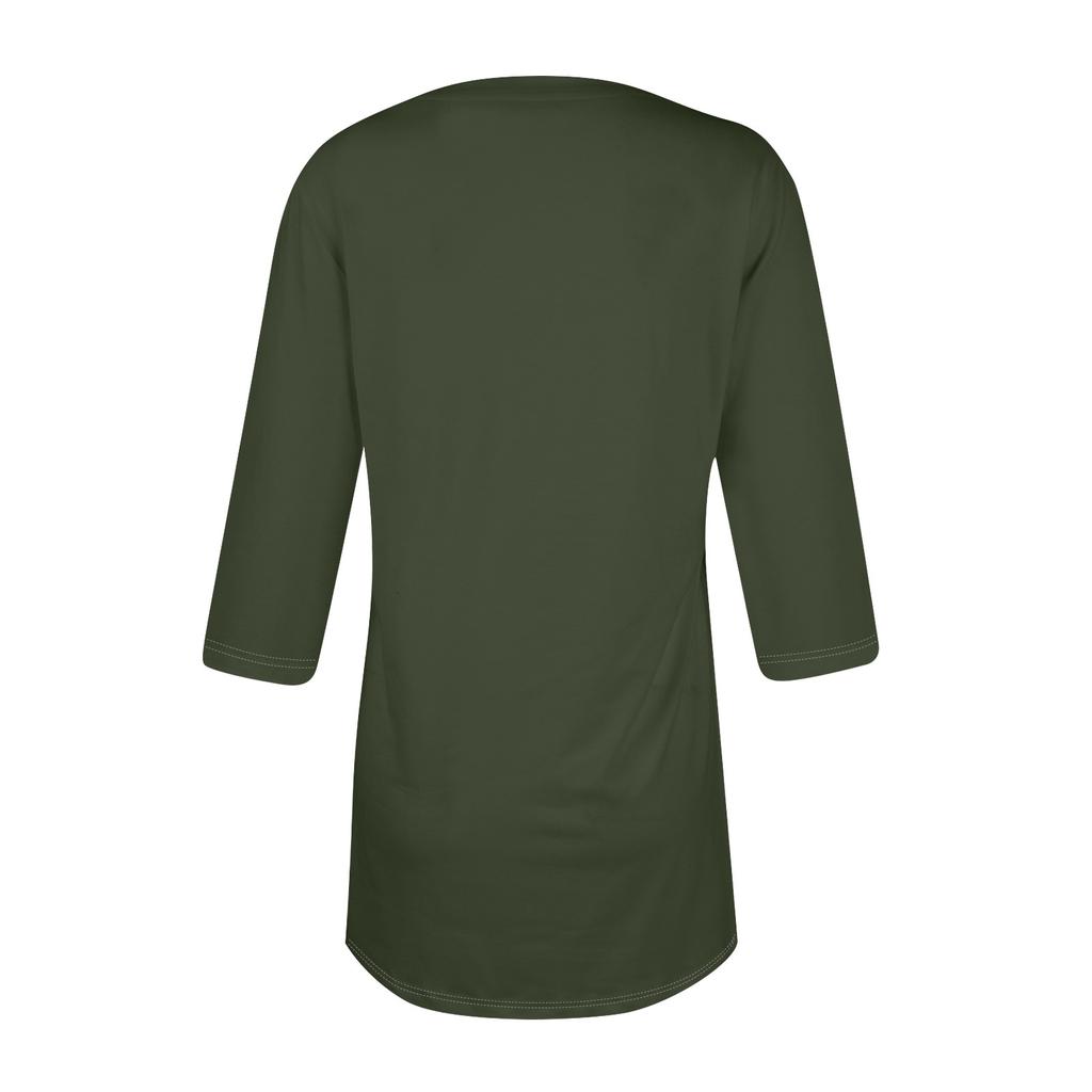 Damenmode, lässig, mit geteiltem Saum, Rundhalsausschnitt, 3/4-Ärmel, kurze Ärmel