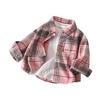 Unisex Retro Plaid Long Sleeve Shirt/Cardigan with Lapel for Kids
