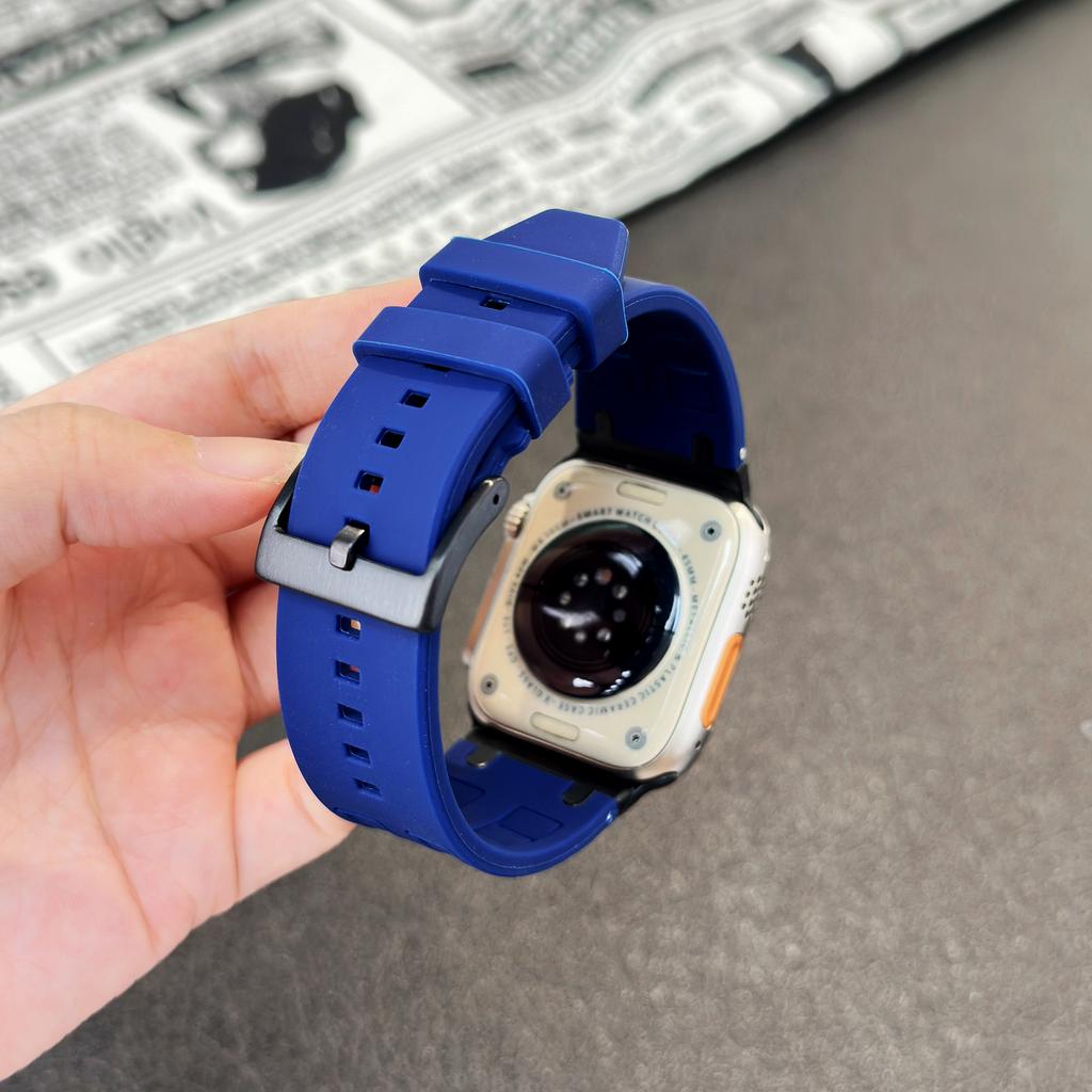 Metal Head Silicone Band for Apple Watch Ultra 3 49mm 46mm 42mm 45mm 44mm 40mm Rubber Strap for Iwatch Series 11 10 9 8 7 6 5 SE