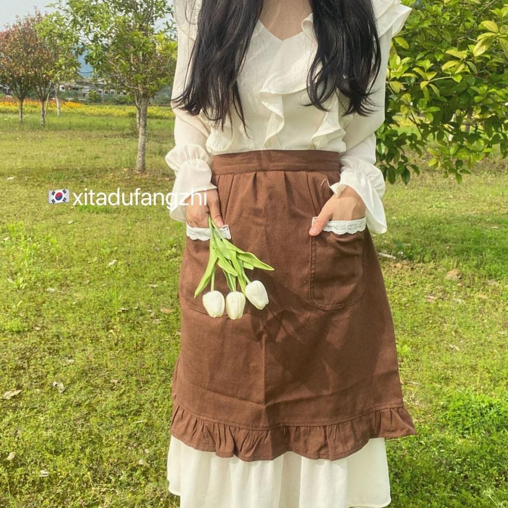 Korejská krátká zástěra kapesní úklid domácnosti Zástěry Kavárna Uniformy Pečení Vaření Příslušenství Květinářství Zahradnictví Pinafore