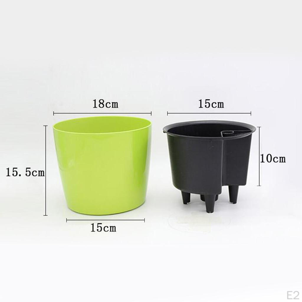 Round Self-watering Planter with Water Level Indicator garden and home desk Decor