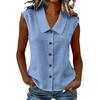 Women's Sleeveless Lapel Shirt Button Front Casual Top Multi Colors