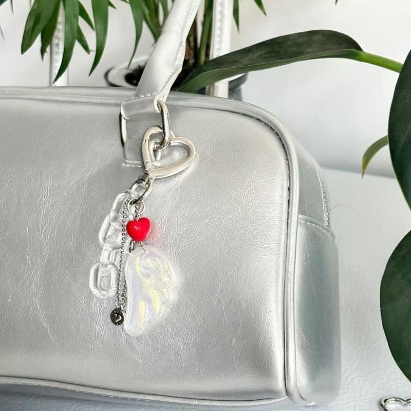 Handmade Beaded Keychain Bag Pendant Decoration With Wing Heart Charm Colorful Gift For Women Men