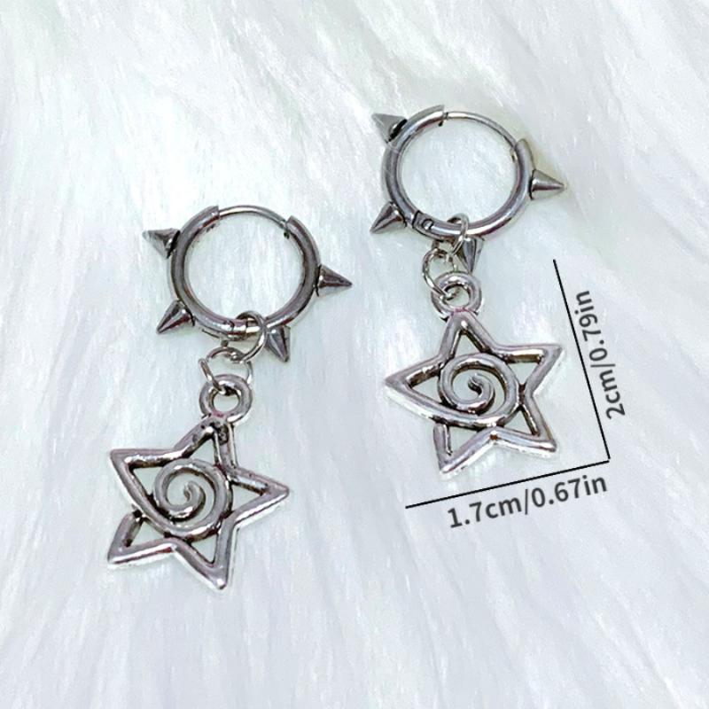 Korean Fashion Stainless Steel Star Swirl Earrings Gothic Charms Rivet Earrings For Women Punk Grunge Jewelry Vintage Accessorie