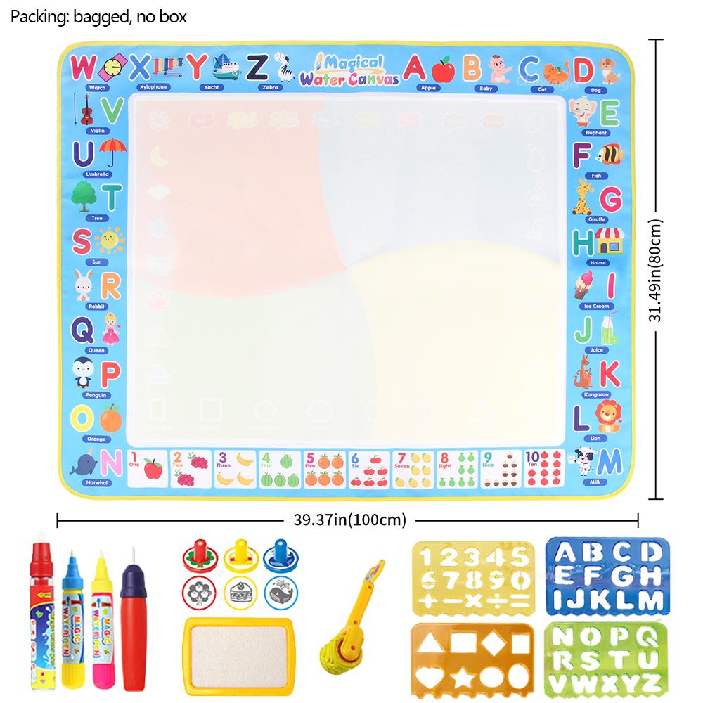 100x80CM Magic Water Drawing Mat with Reusable Magic Pens, Drawing Board Toy for Kids, Doodle Montessori Painting 39X31 Inches