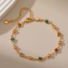 K Gold Plated Copper Turquoise Beaded Paperclip Chain Bohemian Women Anklet