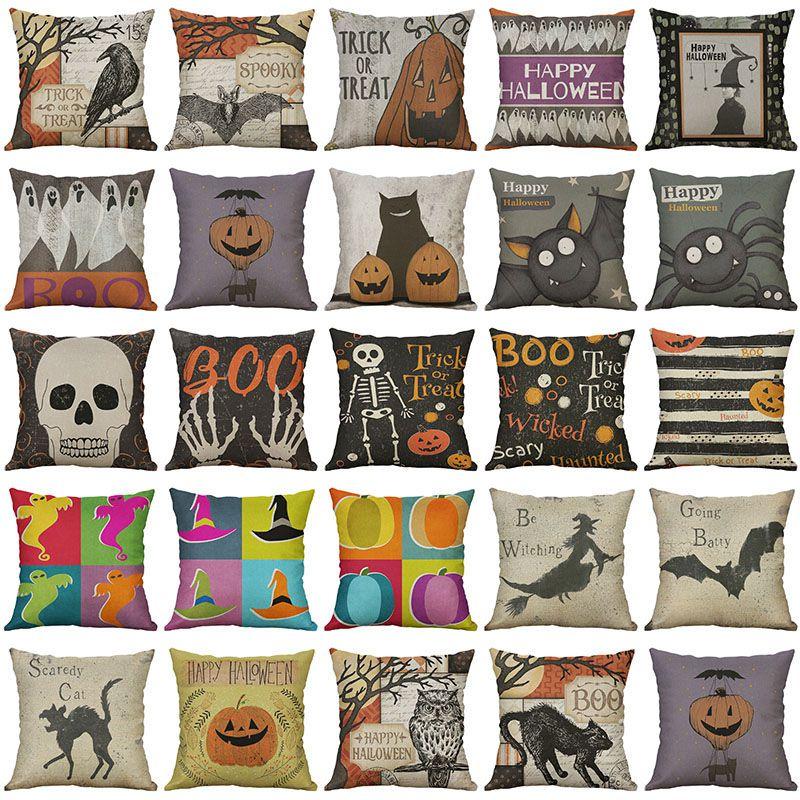 Vibrant Halloween Animal Print Cushion Cover Cotton Linen Pillow Case For Festive Home Decor