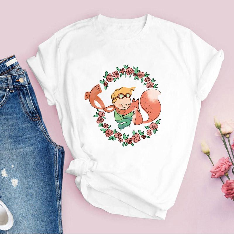 2024 New Arrival Little Prince Printed T Shirt Round Neck Short Sleeve Tshirt Female Harajuku Ladies Tshirts Casual Tee
