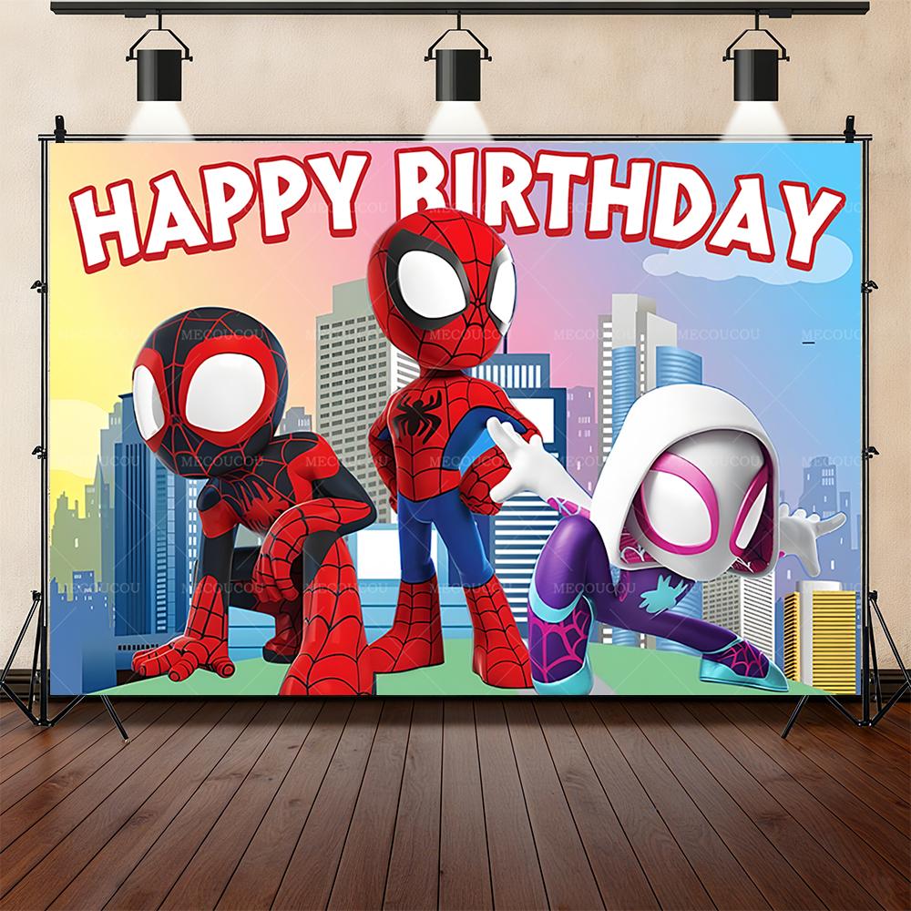 Cartoon Marvel superhero background customizable children's birthday party decoration surprisegift arrangement props room poster