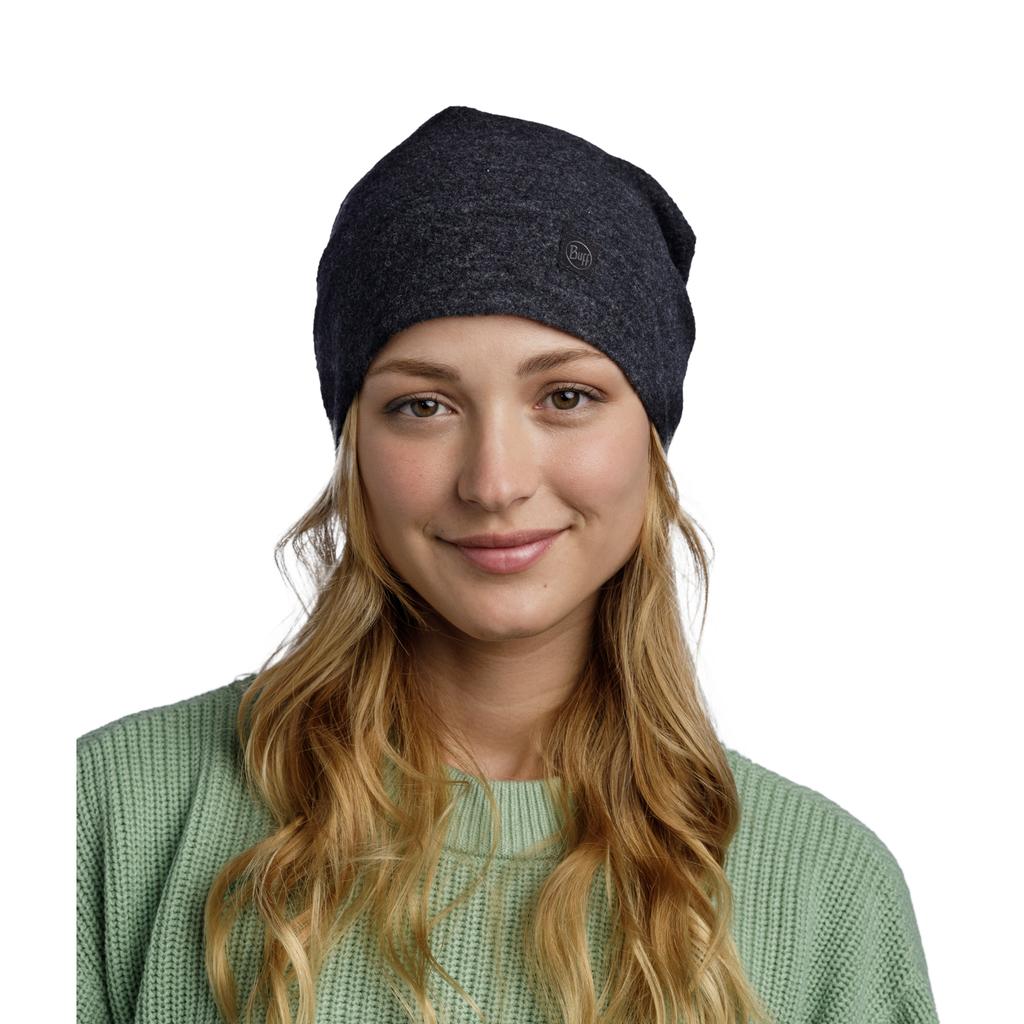 BUFF Merino Fleece Hat Beanie, Unisex Black Cap
