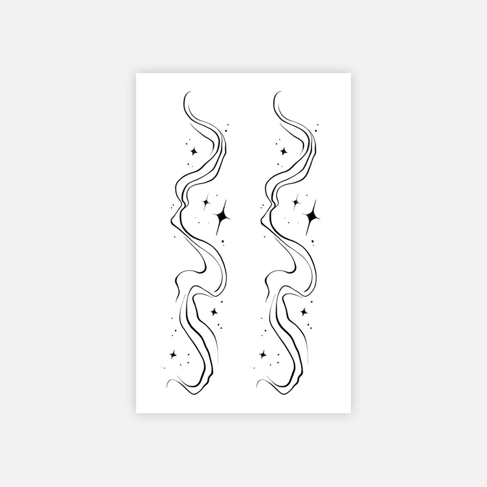 Ribbon Line Tattoo Sticker Waterproof Lasting Spice Girl Premium Sense Niche Arm Sexy Tattoo Sticker 12*19