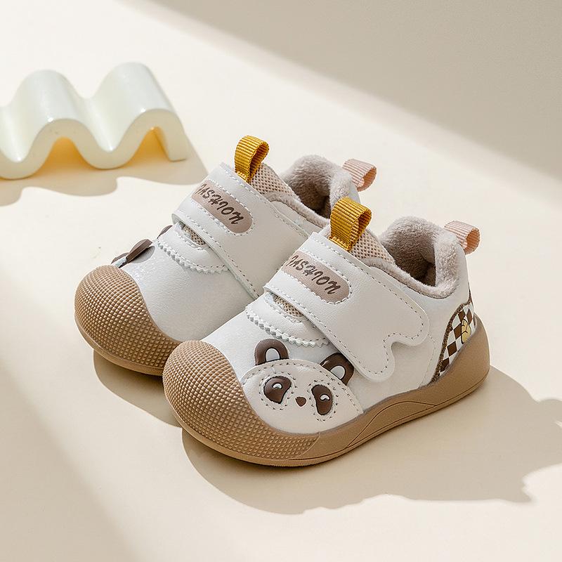 2025 Winter Baby Velvet Non-slip Soft Sole Walker Shoes for Girls & Boys - Infant Leather Surface Cotton Shoes