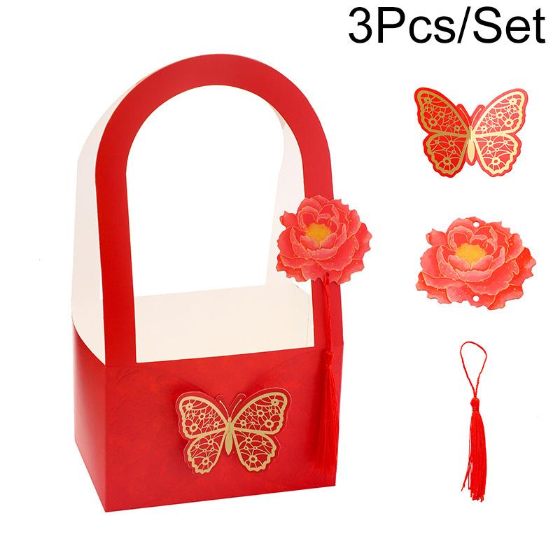 

3 шт./компл. ручная подарочная сумка складная свадебная вечеринка украшение ко Дню святого Валентина картонная цветочная корзина упаковка бабочка цветочная коробка