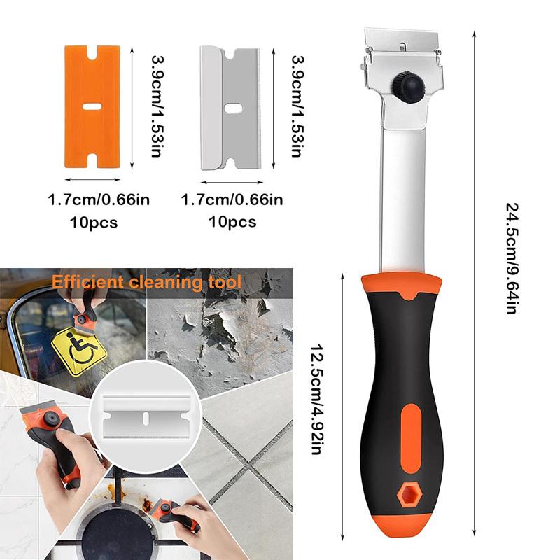 Multi-Purpose Long Handle Scraper With Blades Adhesive Remover Cleaning Scraper for Removing Glue Decal Car Window Glass Scraper